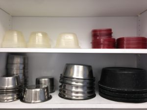 Close up of kitchen shelving