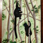 "Blue-Eyed Brothers" |
Mixed media (acrylic, felt, glitter glue on paper) |
Artist: Amy Freeland